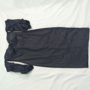 Fasion Nova Leather Like Stylish Black Off-Shoulder Dress